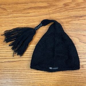 Gudnygunn Icelandic Wool Women’s Tassel Hat Warm Winterwear Black Knit
